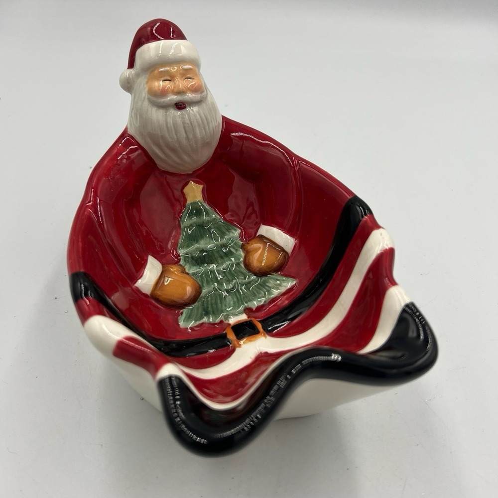 Certified International Geoffrey Allen 3D Santa Dip Bowl 8" Christmas